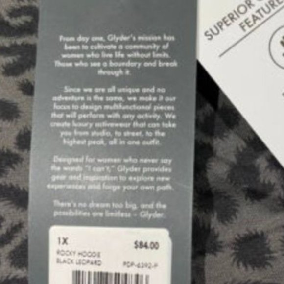 GLYDER Yoga, Athletic, Cozy, rocky Hoodie: Leopard Print Sizes plus 1X or 3X - Picture 3 of 3